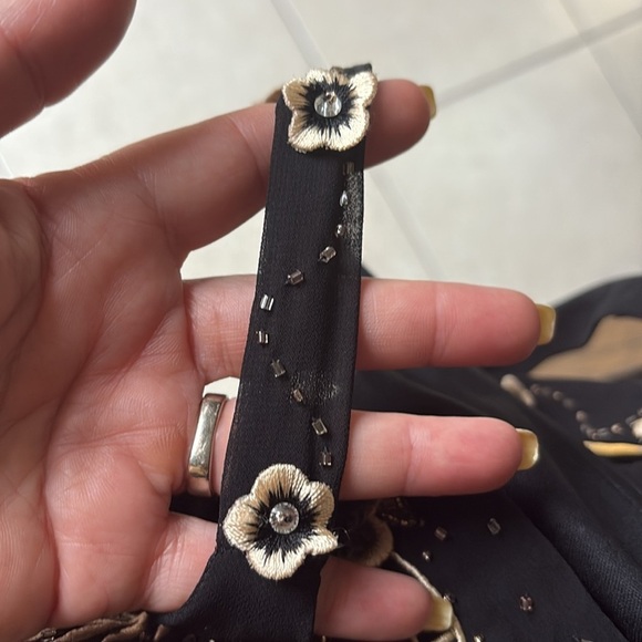 R&M Richards VTG Black bead/embroidered Asymmetrical High-Low formal Dress 10 - Picture 17 of 17